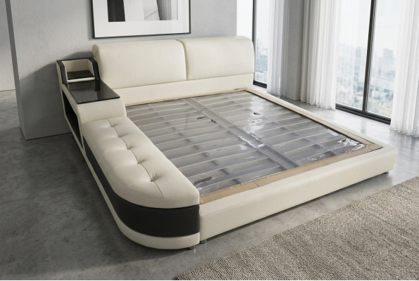 Diseño de cama de lujo acolchada matrimonial moderna de cuero de hoteles de 140/160/180/200.