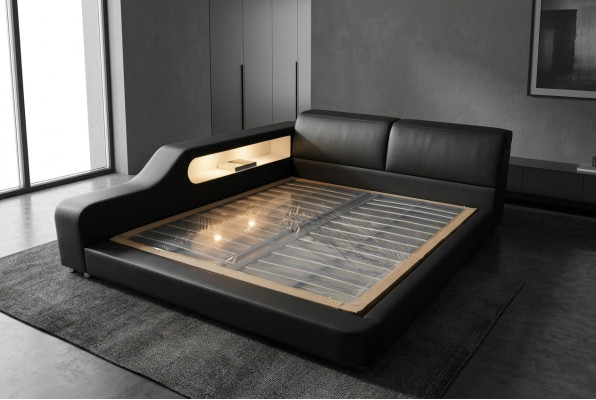 Diseño de cama de lujo acolchada de cuero matrimonial moderno camas de hotel 140/160/180/200