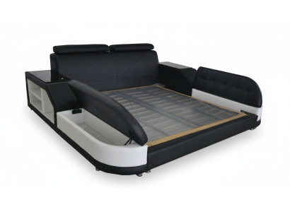 Diseño de cama de lujo con tapizado de cuero, cama matrimonial moderna para hoteles en tamaños de 140/160/180/200.