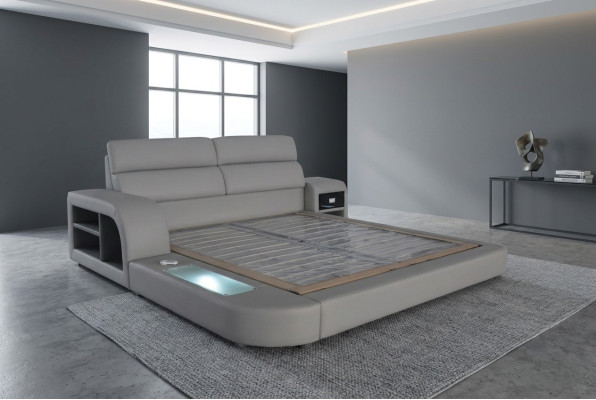 Diseño de cuero de lujo, cama moderna con tapizado doble de 140/160/180/200.