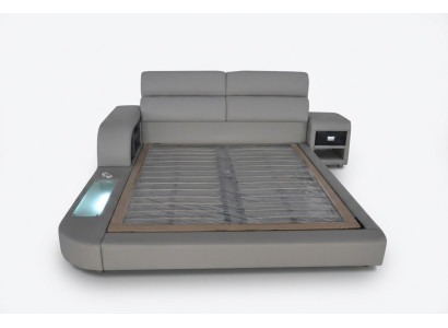 Diseño de cuero de lujo, cama moderna con tapizado doble de 140/160/180/200.