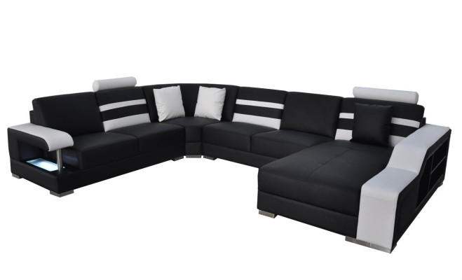 Sofá de esquina tapizado en cuero, sofá, sofás, conjunto de sofás en forma de U, sofá de salón.