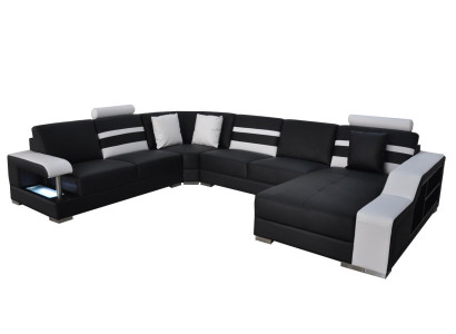 Sofá de esquina tapizado en cuero, sofá, sofás, conjunto de sofás en forma de U, sofá de salón.