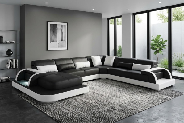 Sofá de cuero Sofá Diseño de conjunto de esquina de salón sofá moderno Sofás en forma de U Sofás