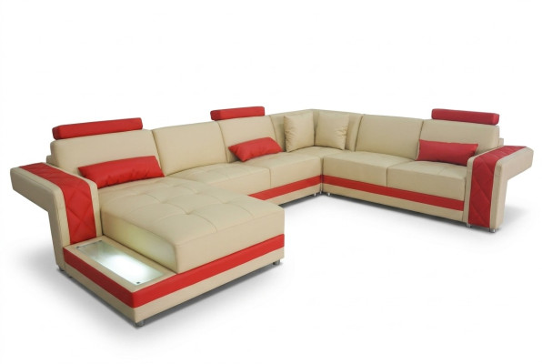 Sofá de cuero Sofá Paisaje de vida Salón Esquina Conjunto Diseño Moderno Sofá Decorativo.
