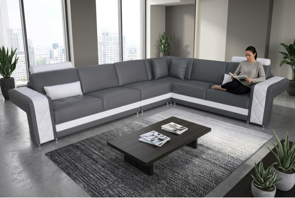 Sofá de cuero Sofá conjunto de esquina diseño de salón moderno en forma de L