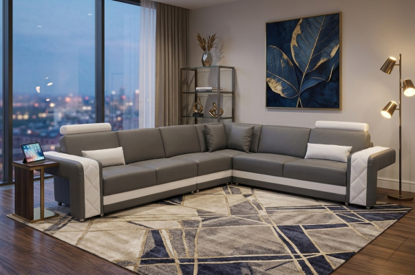 Sofá de cuero Sofá conjunto de esquina diseño de salón moderno en forma de L