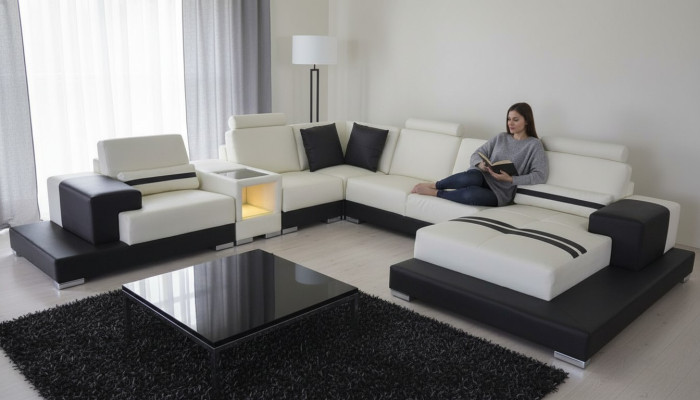 Sofá de cuero Sofá conjunto de esquina Diseño de sofá moderno y decorativo
