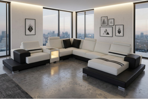 Sofá de cuero Sofá conjunto de esquina Diseño de sofá moderno y decorativo
