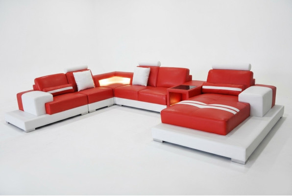 Sofá de cuero Couch Sala de estar Esquina de sofá Decorativo Diseño Moderno Sofá