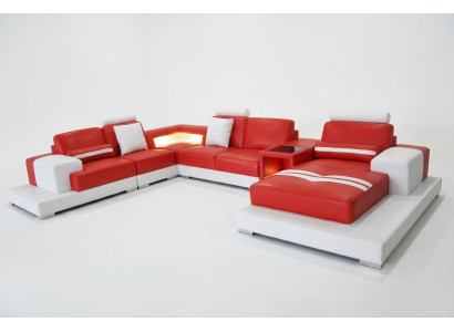 Sofá de cuero Couch Sala de estar Esquina de sofá Decorativo Diseño Moderno Sofá