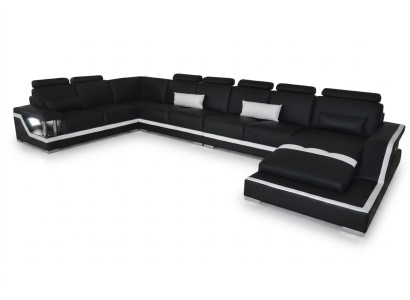 Sofá de cuero para sala de estar, conjunto de esquina, diseño de sofá moderno en forma de U.