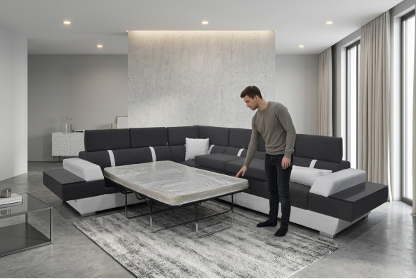 Sofá de cuero Sofá conjunto de esquina de sofá en forma de L moderno diseño K5015D