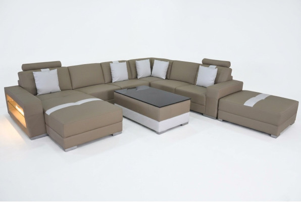 Sofá de cuero Sofá decorativo Sofá esquinero Mobiliario de salón Diseño Sofá moderno
