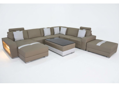 Sofá de cuero Sofá decorativo Sofá esquinero Mobiliario de salón Diseño Sofá moderno