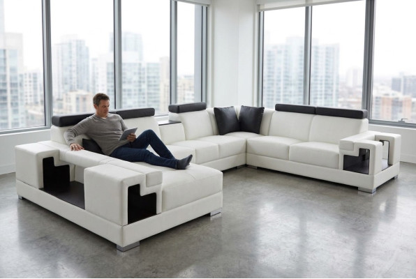 Sofá de cuero esquinero sofá modular sala de estar sofás conjuntos diseño moderno nuevo.