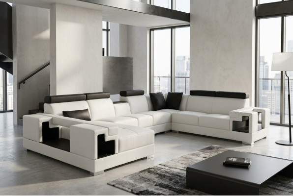 Sofá de cuero esquinero sofá modular sala de estar sofás conjuntos diseño moderno nuevo.