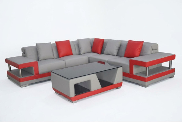 Sofá de cuero Sofá Paisaje de vida Conjunto en forma de L de decoración moderna de diseño