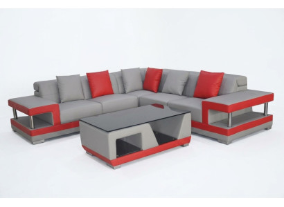 Sofá de cuero Sofá Paisaje de vida Conjunto en forma de L de decoración moderna de diseño