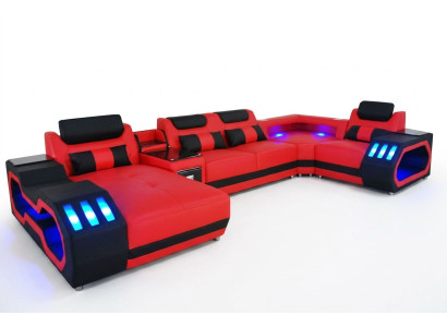 Sofá de cuero Sofá Sofá esquina Conjunto de diseño de salón moderno Sofá en forma de U Sofá rojo