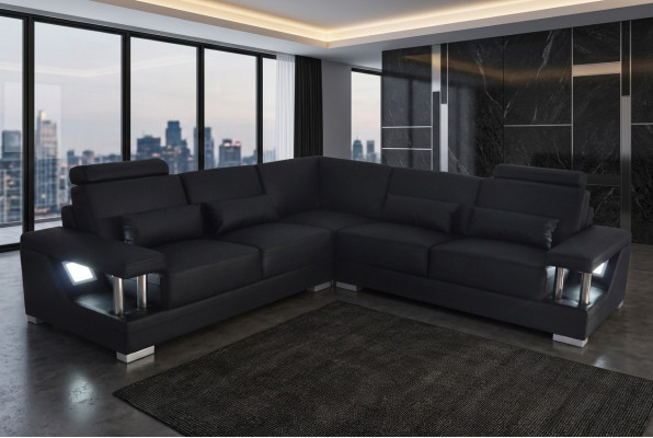 Sofá de cuero Sofá Salón Conjunto de decoración en forma de L de diseño moderno.