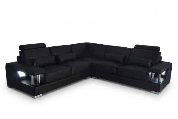 Sofá de cuero Sofá Salón Conjunto de decoración en forma de L de diseño moderno.