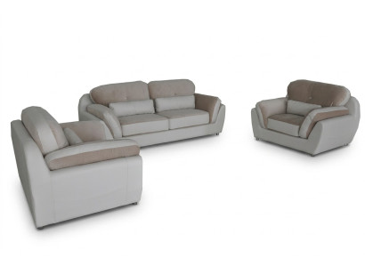 Sofá de cuero y tela Juego de asientos de sofá acolchado Conjunto de sofá de diseño 3+1+1 Sillón