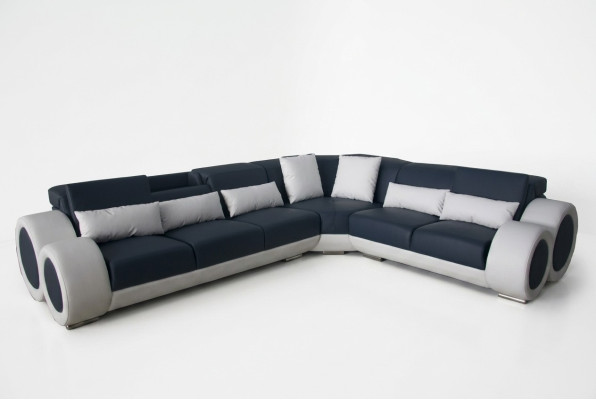 Diseño de sofá esquinero acolchado de cuero moderno con asientos.