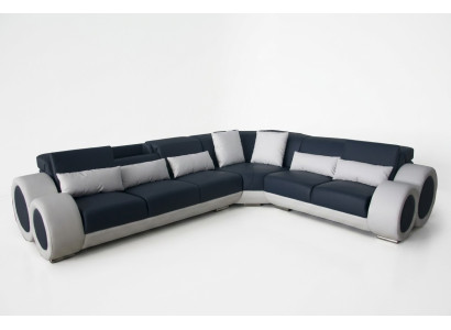 Diseño de sofá esquinero acolchado de cuero moderno con asientos.