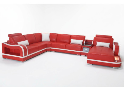 Sofá de cuero Sofá Sofá para la sala de estar Conjunto de diseño moderno Esquina Sofá decorativo