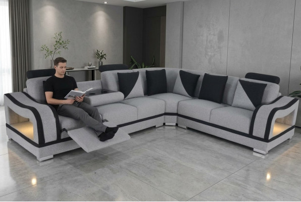 Sofá de cuero Sofá Sala de estar Conjunto de muebles de diseño moderno Rinconera Sofá en forma de L