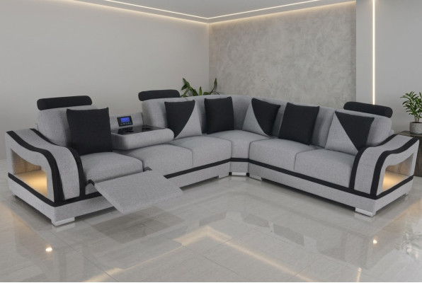 Sofá de cuero Sofá Sala de estar Conjunto de muebles de diseño moderno Rinconera Sofá en forma de L