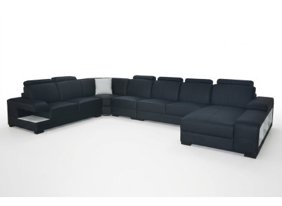 Sofá de cuero acolchado diseño moderno en forma de U para sala de estar