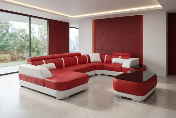 Diseño de esquina sofá asiento cuero acolchado conjunto de esquina paisaje sofás nuevos sofá