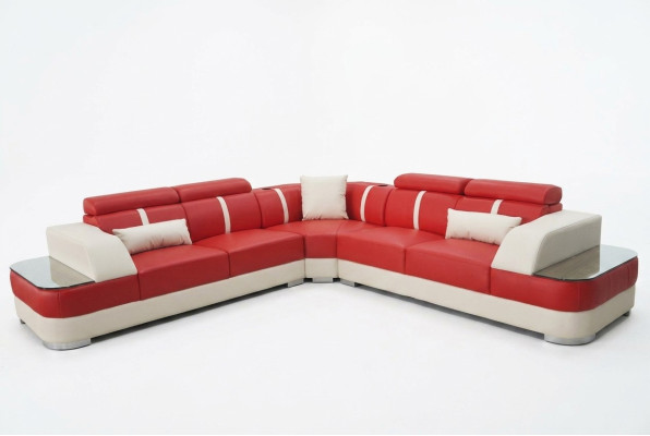 Sofá de cuero, conjunto de sala de estar, diseño moderno, sofás de esquina, lujo en forma de L G8026B.