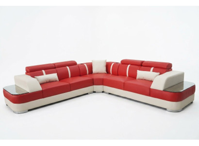 Sofá de cuero, conjunto de sala de estar, diseño moderno, sofás de esquina, lujo en forma de L G8026B.