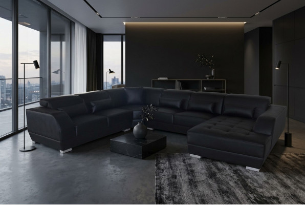 Ecksofa de cuero con asientos acolchados diseño esquina conjunto de sofás salón sofás nuevos Sofá.