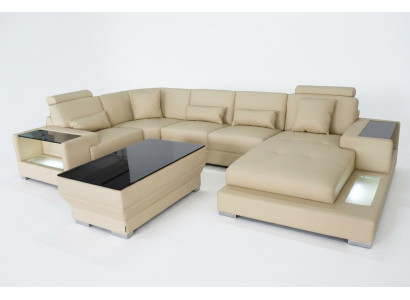 Sofá de cuero Sofá Tapizado de Diseñador Conjunto de Esquina Sofá de Sala de estar Nuevo