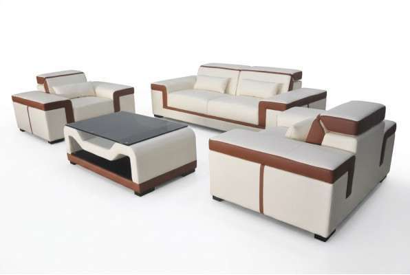 Sofá tapizado de cuero para sala de estar, conjunto completo de sofás moderno 3+2+1.