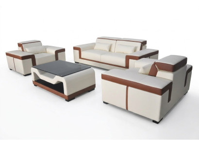 Sofá tapizado de cuero para sala de estar, conjunto completo de sofás moderno 3+2+1.