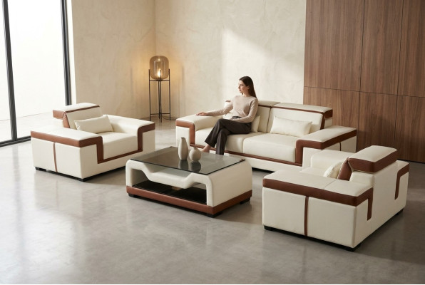 Sofá sofá 3+2+1 tapizado cuero tela Sofás + mesa Conjunto completo Nuevo
