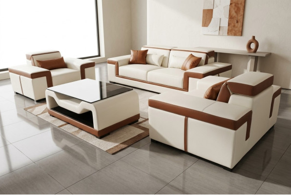 Sofá sofá 3+2+1 tapizado cuero tela Sofás + mesa Conjunto completo Nuevo