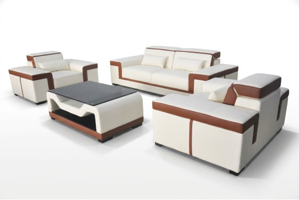 Sofá sofá 3+2+1 tapizado cuero tela Sofás + mesa Conjunto completo Nuevo