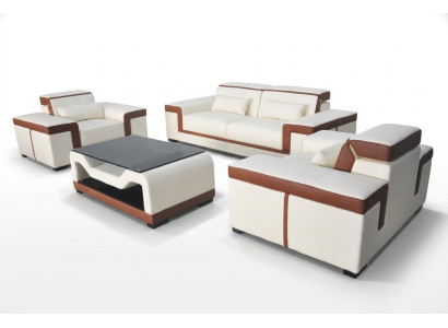 Sofá sofá 3+2+1 tapizado cuero tela Sofás + mesa Conjunto completo Nuevo