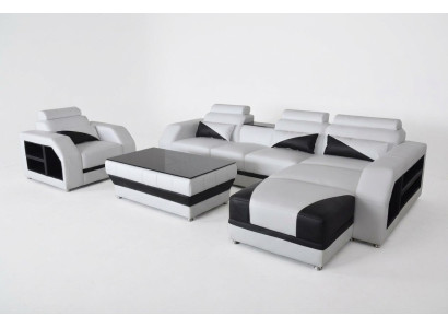 Conjunto de sofás de esquina de cuero, sofás, sofá-cama, sofás, sofás, sillas de salón, rincón.