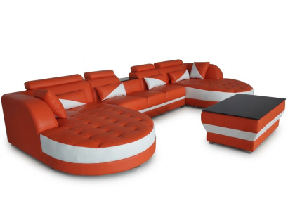 Sofá de esquina de cuero Sofá de esquina Conjunto de sofás Diseño moderno Sofás en forma de U G8018