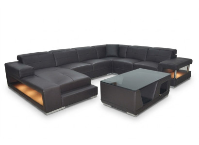 Sofá de esquina de cuero, conjunto de sala de estar, diseño moderno, sofá en forma de U, G8017