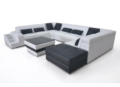 Sofá de esquina de cuero Sofá en forma de U moderno de diseño G8008 Sofas