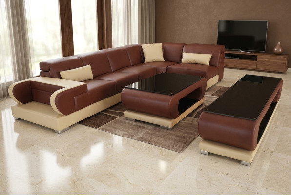 Sofá de esquina de cuero conjunto de sofás sofás sofás sofás conjunto de tapizados de sala de estar.