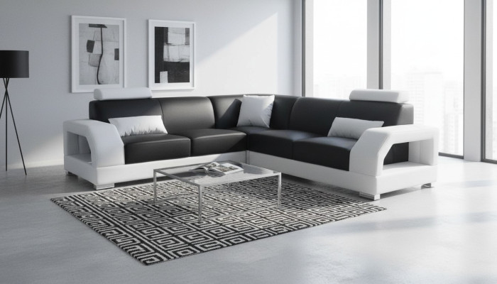 XXL sofá rinconera de cuero sala de estar conjunto diseño moderno sofá en forma de L G8001B